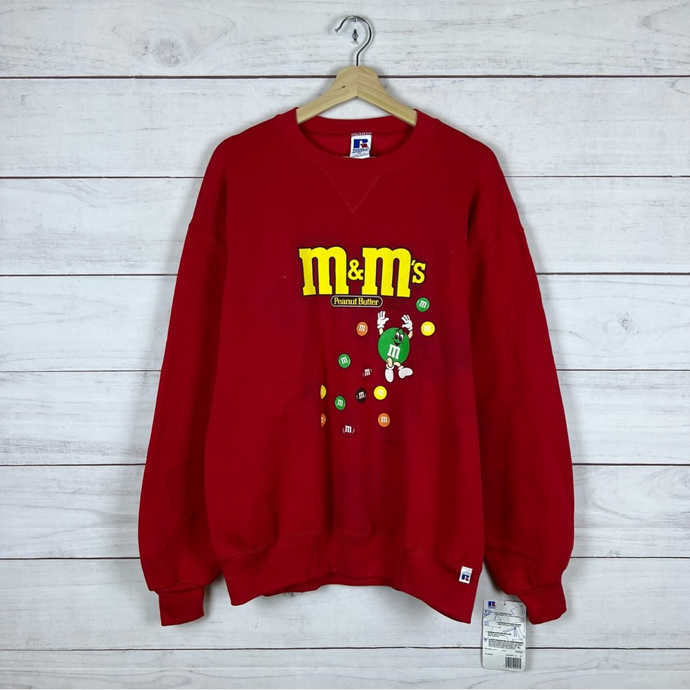 NWT Vintage 90s M&M Chocolate Russell Athletic Pullover Sweatshirt XL